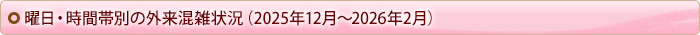 曜日・時間帯別の外来混雑状況（2025年12～2026年2月）
