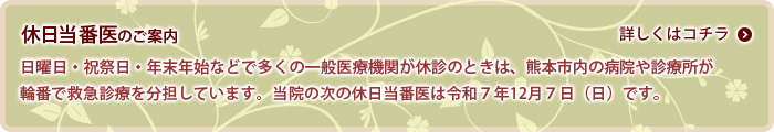 休日当番医のご案内